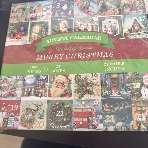 MERRY CHRISTMAS SANTA ADVENT CALENDAR 24 BOX DAYS - 1000 PC JIGSAW PUZZLE NIB - Picture 7 of 7